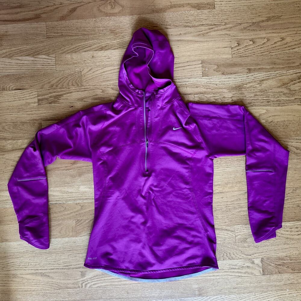 Nike Dri-Fit Full Zip Hooded Running Jacket Purple Athletic Womens Size S
